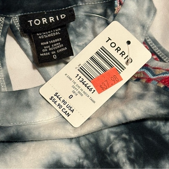 NWT Torrid Halter Sleeveless Tunic HighNeck Embroidered BlackWhite TieDye 12 L 0 - Picture 4 of 16